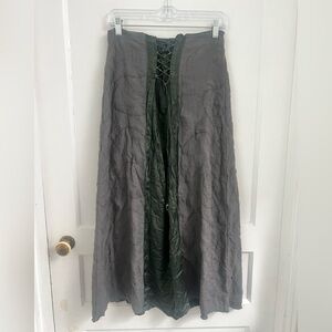 Goblincore Grey Corset Embroidered Whymsigoth Fairy Tiered Broomstick Skirt